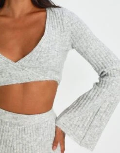 Wrap Tie Long Sleeve Knit Top -Everrastyle Shop co cici tie front knit pale grey marle imageback kc95390rrec