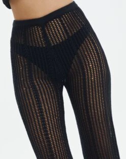 Sheer Crochet Pants -Everrastyle Shop co coral crochet pant black imageback pw118725cro
