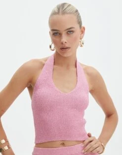 Twist Front Rib Knit Crop Top -Everrastyle Shop co fabulosa sparklie halter gimme guava front kv143347met