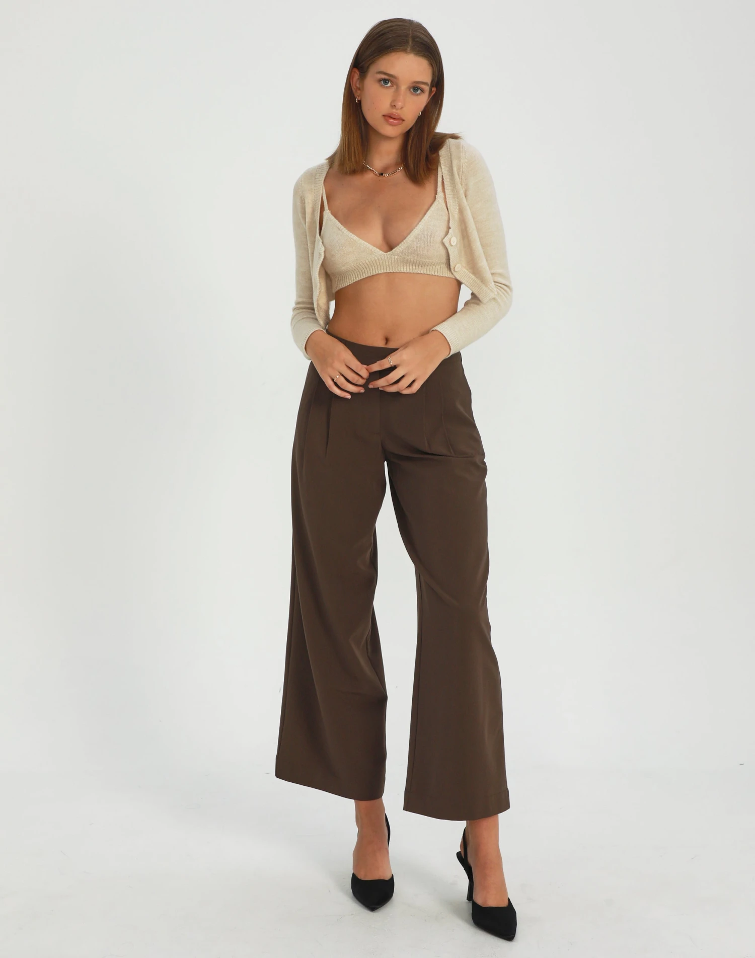 Knit Long Sleeve Cropped Cardigan 4 Knit Long Sleeve Cropped Cardigan - Image 2