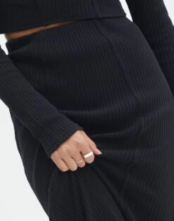 Cotton Panelled Rib Maxi Skirt -Everrastyle Shop co gigi panelled rib maxi skirt black imageback sl127198rib