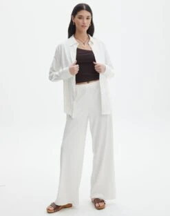Linen Blend Tailored Pant -Everrastyle Shop co gloria textured pants bad to the bone front pw127549tex 1