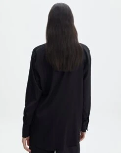 Textured Button Front Shirt -Everrastyle Shop co gloria textured shirt black back bl127680tex