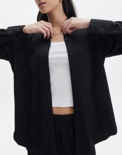 Textured Button Front Shirt -Everrastyle Shop co gloria textured shirt black imageback bl127680tex