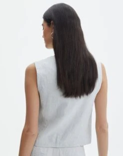 Linen Tailored Vest -Everrastyle Shop co harley linen vest icecapmilk back bv128737tcd