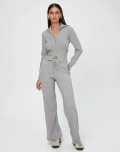Long Sleeve Zip Through Knit Top -Everrastyle Shop co harriet wide leg knit pants pale grey marle front pw53795knt
