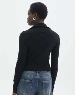 Long Sleeve Zip Through Knit Top -Everrastyle Shop co harriet zip thru cardi black back kc90296knt