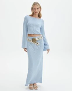 Off Shoulder Flare Long Sleeve Knit -Everrastyle Shop co lardee knit top ice cap full kl127172cot