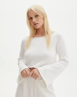 Tailored Cargo Pant -Everrastyle Shop co lardee knit top white front kl127172cot