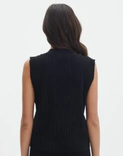 Rib Knit V Neck Vest -Everrastyle Shop co litzy rib vest black back kv155579knt