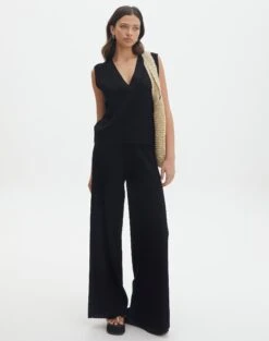 Rib Knit V Neck Vest -Everrastyle Shop co litzy rib vest black full kv155579knt