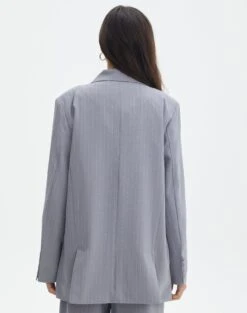 Oversized Pinstripe Blazer -Everrastyle Shop co loretta blazer light grey pinstripe back jw51337pin