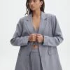 Oversized Pinstripe Blazer -Everrastyle Shop co loretta blazer light grey pinstripe front jw51337pin