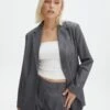 Oversized Blazer -Everrastyle Shop co loretta oversized blazer jacket charcoal marle front jw51337zhe