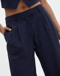Mid Rise Pinstripe Wide Leg Pant -Everrastyle Shop co loretta pinstripe tailored pant navy pinstripe imageback pw51730pst