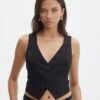 Tailored V Neck Vest 1 Tailored V Neck Vest -Everrastyle Shop co loretta waistcoat black front bv65137pln