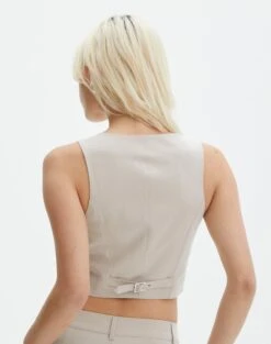 Tailored V Neck Vest -Everrastyle Shop co loretta waistcoat neutral back bv65137pln