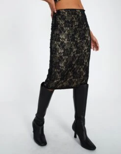 Lace Midi Slip Skirt -Everrastyle Shop co lorna lace midi skirt blacknude full sl108106lac