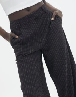 Wide Leg Pinstipe Tailored Pant -Everrastyle Shop co marly pinstripe tailored pant black pinstripe imageback pw71767stp