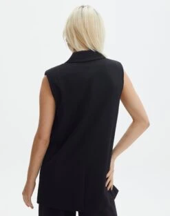 Tailored Oversized Vest -Everrastyle Shop co marly sleeveless blazer black back vs133393pln