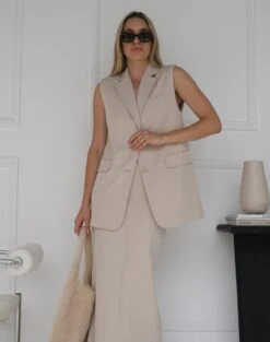 Tailored Oversized Vest -Everrastyle Shop co marly sleeveless blazer oh natural full vs133393pln