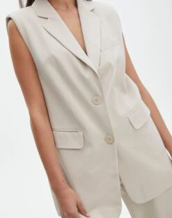 Tailored Oversized Vest -Everrastyle Shop co marly sleeveless blazer oh natural imageback vs133393pln