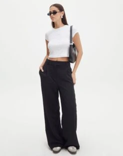 Velvet Tie Front Lace Trim Corset Top -Everrastyle Shop co marly wide leg pant black front pw71767pln 3