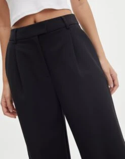 High Waist Relaxed Tailored Pant -Everrastyle Shop co marly wide leg pant black imageback pw71767pln
