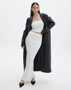 Contrast Rib Knit Bandeau -Everrastyle Shop co michaela mixed stitch maxi skirt milk front sl96533knt