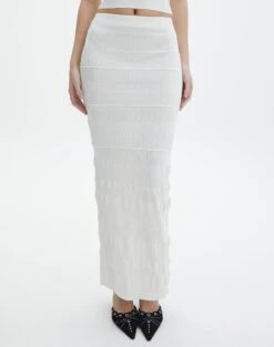 Contrast Rib Knit Maxi Skirt -Everrastyle Shop co michaela mixed stitch maxi skirt milk full sl96533knt