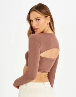 Ribbed Knit Long Sleeve Shrug -Everrastyle Shop co midas shrug shiitake back kl54070cre