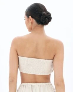 Muslin Ruched Bandeau Top -Everrastyle Shop co mimi blouse rice cake back bv90902omus