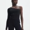 Knit One Shoulder Long Sleeve Top -Everrastyle Shop co odus one shoulder knit black front kl94384vn 1