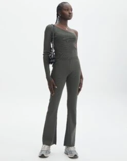 Knit One Shoulder Long Sleeve Top -Everrastyle Shop co odus pant thyme out front pw98766knt 3