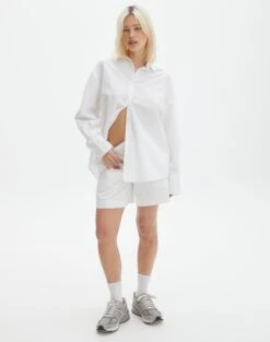 Linen Blend Tie Waist Shorts -Everrastyle Shop co pascal longline poplin short white front sw118840pop