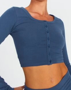 Button Up Cropped Long Sleeve Top -Everrastyle Shop co peony longsleeve moby dick imageback tc93716cot