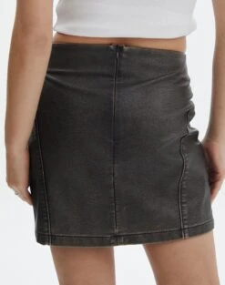 Washed Faux Leather Mini Skirt 24 Washed Faux Leather Mini Skirt -Everrastyle Shop co raven mini skirt worn black back ss116125pu