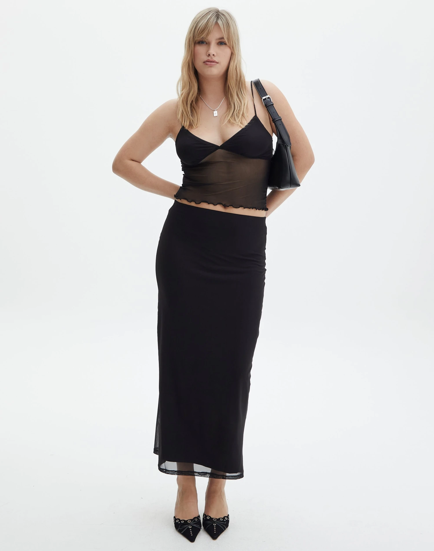 Mesh Lettuce Trim Midi Skirt 3 Mesh Lettuce Trim Midi Skirt