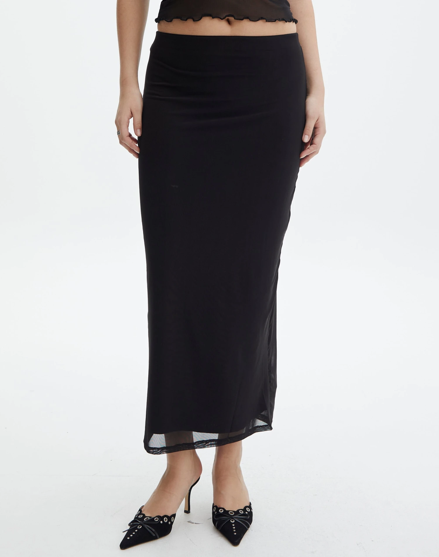 Mesh Lettuce Trim Midi Skirt 4 Mesh Lettuce Trim Midi Skirt - Image 2