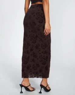 Burnout Mesh Lettuce Trim Midi Skirt -Everrastyle Shop co sabrina burnout mesh maxi soy blooms back sl53303bur