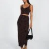 Burnout Mesh Lettuce Trim Midi Skirt -Everrastyle Shop co sabrina burnout mesh maxi soy blooms front sl53303bur
