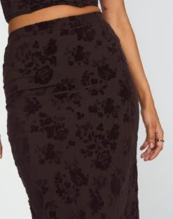 Burnout Mesh Lettuce Trim Midi Skirt -Everrastyle Shop co sabrina burnout mesh maxi soy blooms imageback sl53303bur