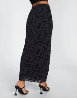 Burnout Mesh Lettuce Trim Midi Skirt -Everrastyle Shop co sabrina burnout mesh maxi vine burnout back sl53303bur