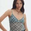 Print Mesh Lettuce Trim Cropped Cami -Everrastyle Shop co sabrina mesh cami sideline check front tv54660rprt