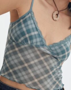 Print Mesh Lettuce Trim Cropped Cami -Everrastyle Shop co sabrina mesh cami sideline check imageback tv54660rprt