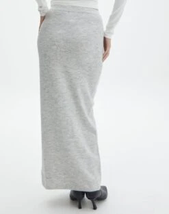 Fluffy Knit Maxi Skirt -Everrastyle Shop co skylar fluffy knit midi skirt grey marle back sl111823knt