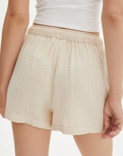 Muslin Cotton Shorts 34 Muslin Cotton Shorts -Everrastyle Shop co snoop tie waist muslin short rice cake back sw125080mus