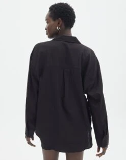 Long Sleeve Linen Blend Shirt -Everrastyle Shop co t dallas linen shirt black back bl118882tlv