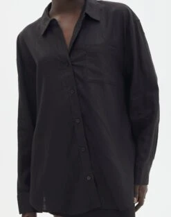 Long Sleeve Linen Blend Shirt -Everrastyle Shop co t dallas linen shirt black imageback bl118882tlv