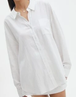 Long Sleeve Linen Blend Shirt -Everrastyle Shop co t dallas linen shirt white imageback bl118882tlv